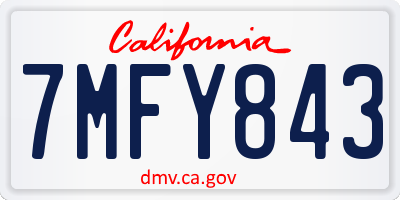 CA license plate 7MFY843