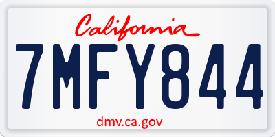 CA license plate 7MFY844