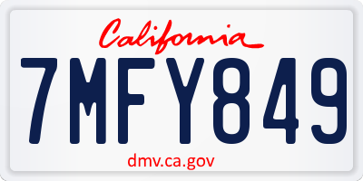 CA license plate 7MFY849