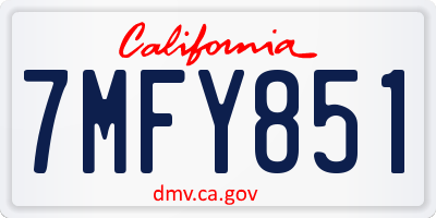 CA license plate 7MFY851