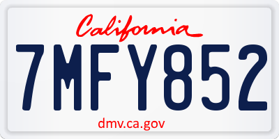 CA license plate 7MFY852