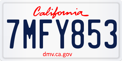 CA license plate 7MFY853