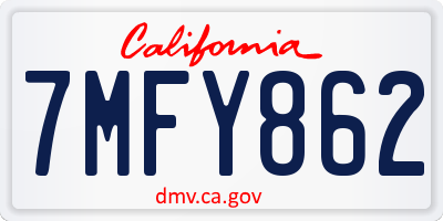 CA license plate 7MFY862