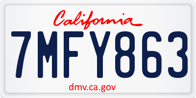 CA license plate 7MFY863