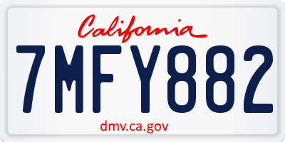 CA license plate 7MFY882