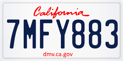 CA license plate 7MFY883