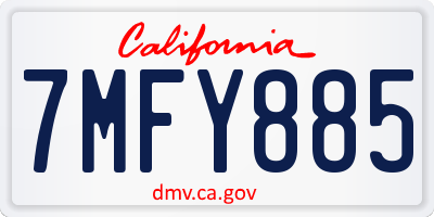 CA license plate 7MFY885