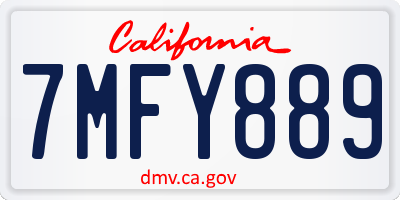 CA license plate 7MFY889