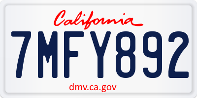 CA license plate 7MFY892
