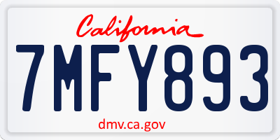 CA license plate 7MFY893