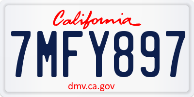 CA license plate 7MFY897