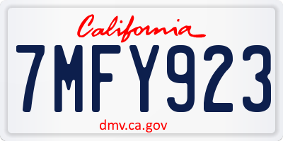 CA license plate 7MFY923