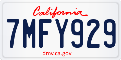 CA license plate 7MFY929