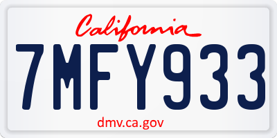CA license plate 7MFY933
