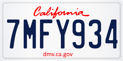 CA license plate 7MFY934