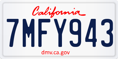 CA license plate 7MFY943