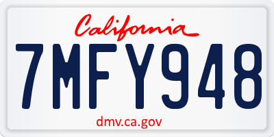 CA license plate 7MFY948