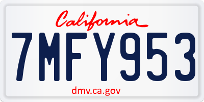 CA license plate 7MFY953