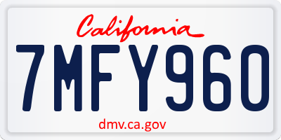 CA license plate 7MFY960