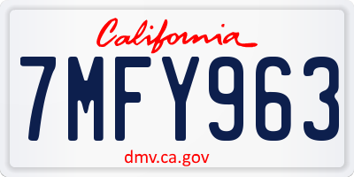 CA license plate 7MFY963