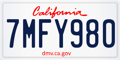 CA license plate 7MFY980