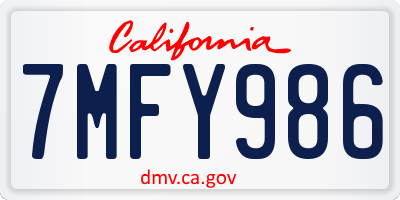 CA license plate 7MFY986