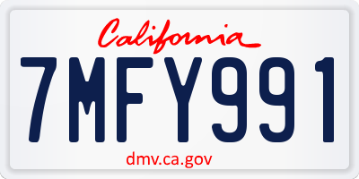 CA license plate 7MFY991