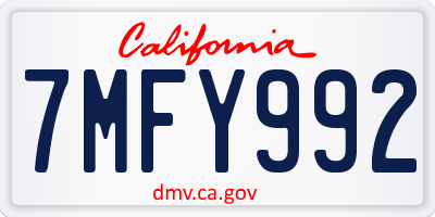 CA license plate 7MFY992