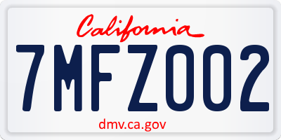 CA license plate 7MFZ002