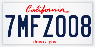 CA license plate 7MFZ008