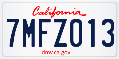 CA license plate 7MFZ013
