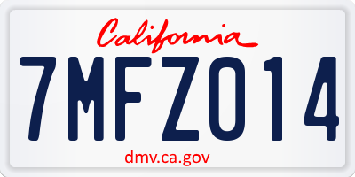 CA license plate 7MFZ014