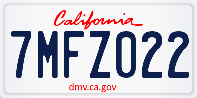 CA license plate 7MFZ022