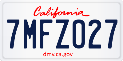 CA license plate 7MFZ027