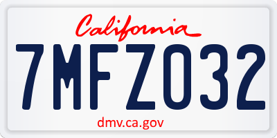 CA license plate 7MFZ032