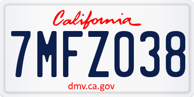 CA license plate 7MFZ038