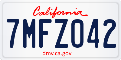 CA license plate 7MFZ042