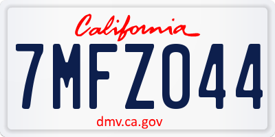 CA license plate 7MFZ044