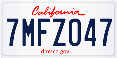 CA license plate 7MFZ047