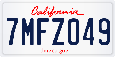 CA license plate 7MFZ049
