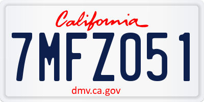 CA license plate 7MFZ051