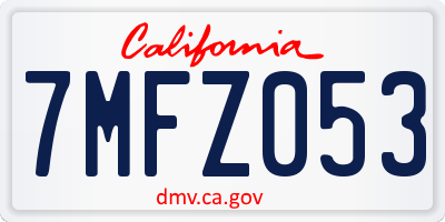 CA license plate 7MFZ053