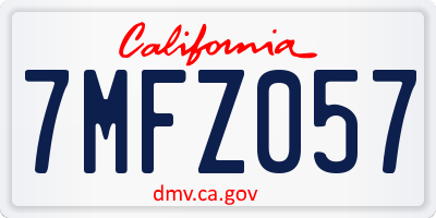 CA license plate 7MFZ057