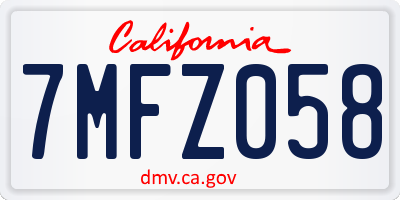 CA license plate 7MFZ058
