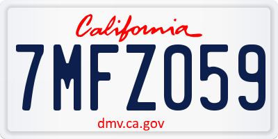 CA license plate 7MFZ059