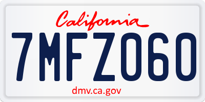 CA license plate 7MFZ060