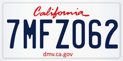 CA license plate 7MFZ062