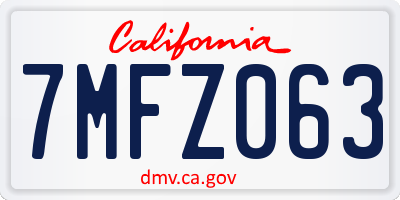 CA license plate 7MFZ063