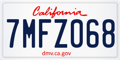 CA license plate 7MFZ068