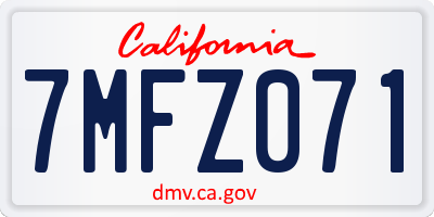 CA license plate 7MFZ071